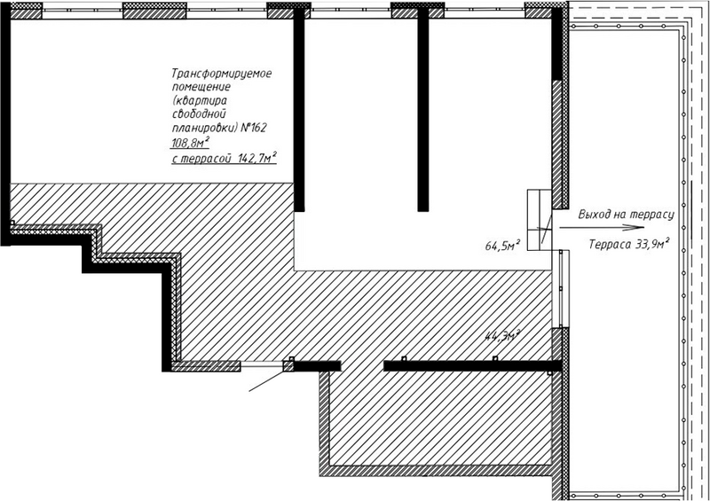 Планировка свободная планировка 140.80 м² в ЖК «Уютный квартал. Кемерово»