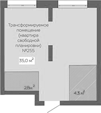 Планировка свободная планировка 35.00 м² в ЖК «Уютный квартал. Кемерово»