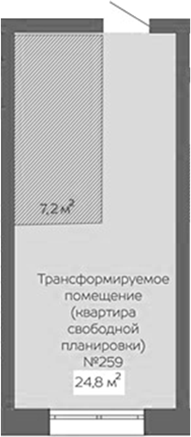 Планировка своб. план. 24.80 м² в ЖК «Уютный квартал. Кемерово»