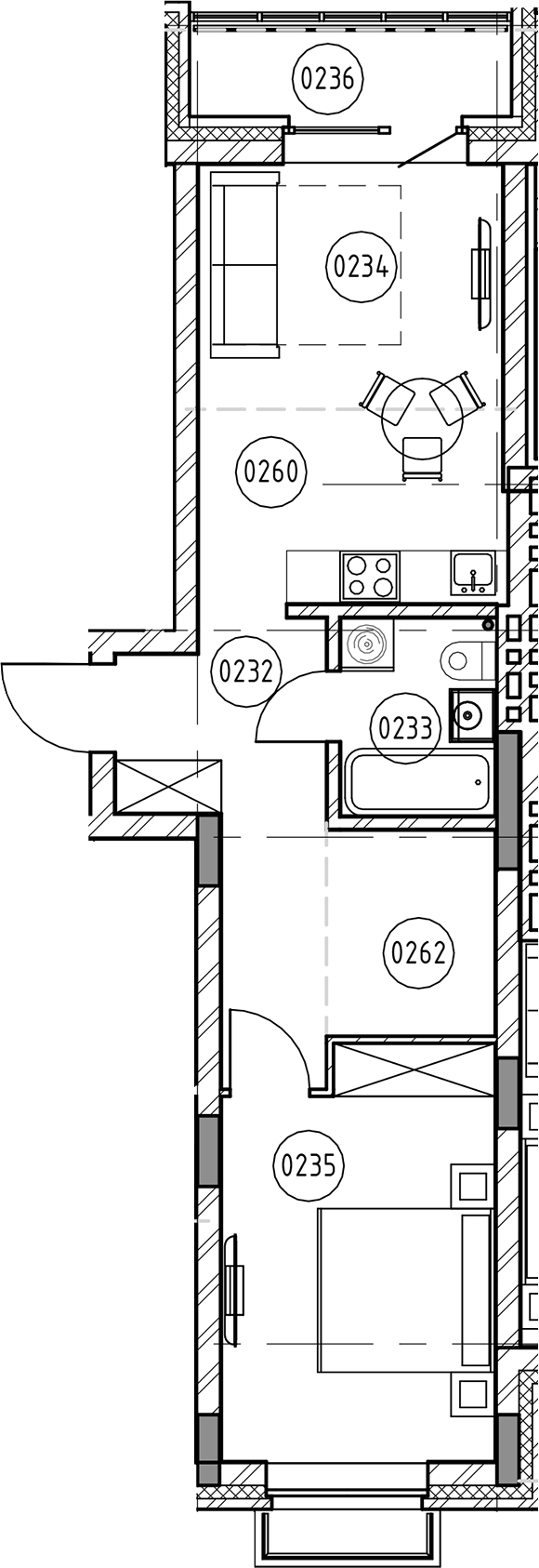 Планировка 2е-к.кв 50.10 м² в ЖК «Фора»