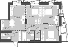 Планировка 4е-к. квартира 70.52 м² в ЖК «Русское солнце»