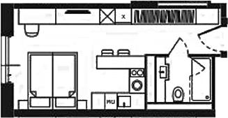 Планировка своб. план. 26.59 м² в ЖК «Башни YES»