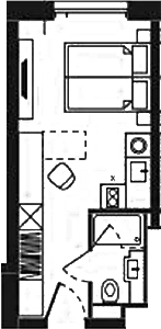Планировка своб. план. 20.83 м² в ЖК «Башни YES»