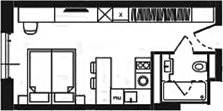 Планировка своб. план. 26.84 м² в ЖК «Башни YES»