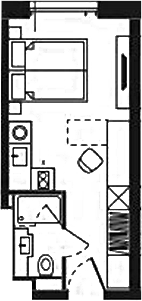 Планировка своб. план. 20.83 м² в ЖК «Башни YES»