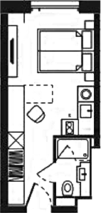 Планировка своб. план. 20.83 м² в ЖК «Башни YES»