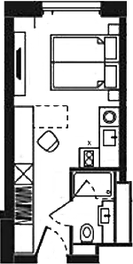 Планировка своб. план. 20.83 м² в ЖК «Башни YES»