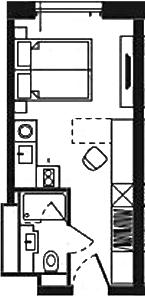 Планировка своб. план. 20.83 м² в ЖК «Башни YES»