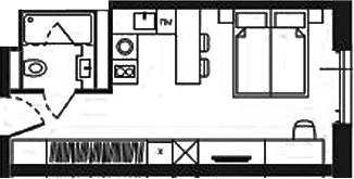 Планировка свободная планировка 26.84 м² в ЖК «Башни YES»