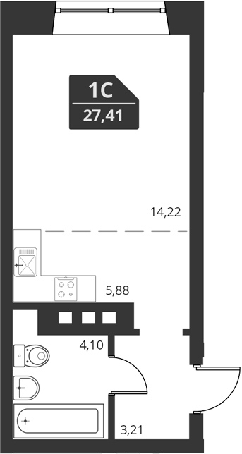 Планировка своб. план. 27.41 м² в ЖК «For Stars»