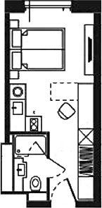 Планировка свободная планировка 20.83 м² в ЖК «Башни YES»