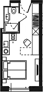 Планировка свободная планировка 20.83 м² в ЖК «Башни YES»