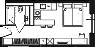 Планировка свободная планировка 26.59 м² в ЖК «Башни YES»