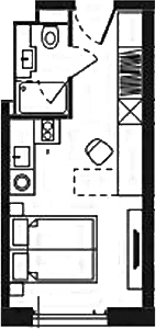 Планировка своб. план. 20.83 м² в ЖК «Башни YES»