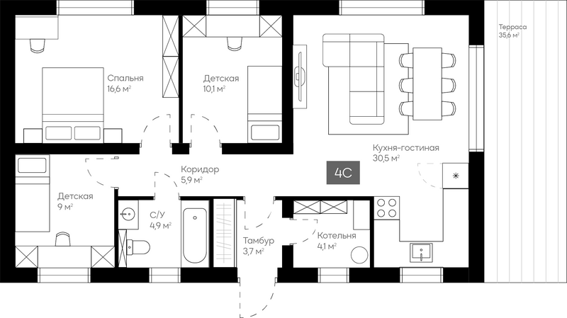 Планировка коттеджи 85.00 м² в ЖК «Коттеджный поселок Сердце Сибири»