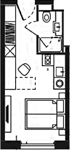 Планировка свободная планировка 20.91 м² в ЖК «Башни YES»