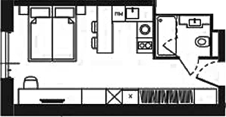 Планировка своб. план. 26.84 м² в ЖК «Башни YES»
