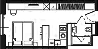 Планировка своб. план. 26.84 м² в ЖК «Башни YES»