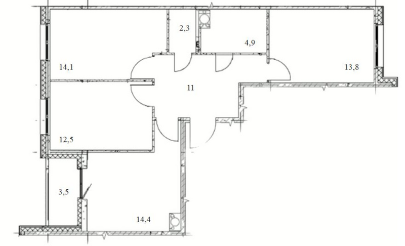 Планировка 3-к.кв 73.05 м² в ЖК «Счастье в Кольцово»