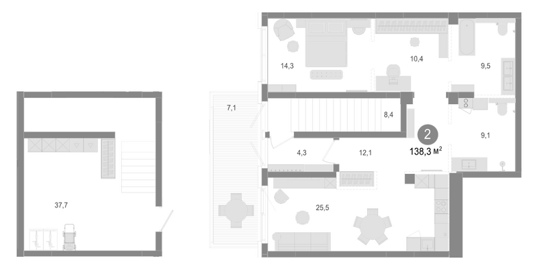 Планировка 3е-к.кв 131.20 м² в ЖК «Молодость»
