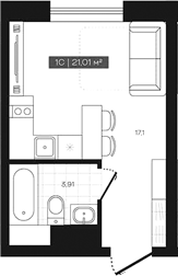 Планировка студии 21.01 м² в ЖК «Freedom»