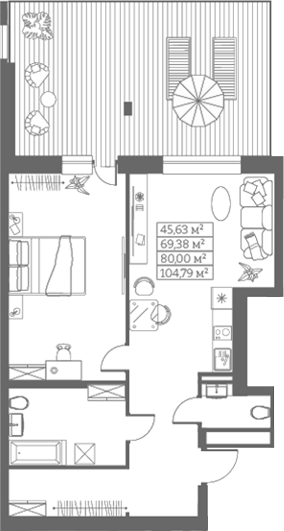 Планировка свободная планировка 69.38 м² в ЖК «Собрание»