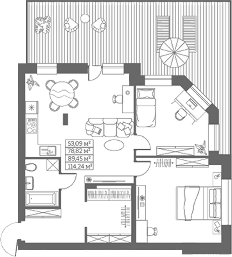 Планировка свободная планировка 78.82 м² в ЖК «Собрание»