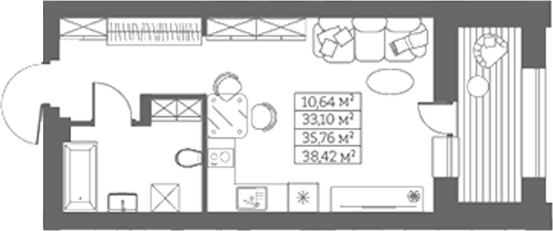 Планировка свободная планировка 33.10 м² в ЖК «Собрание»