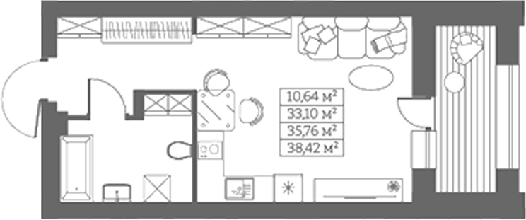 Планировка свободная планировка 33.10 м² в ЖК «Собрание»
