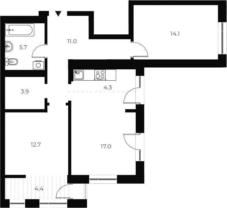 Планировка 3е-к.кв 68.70 м² в ЖК «ОСКАР»