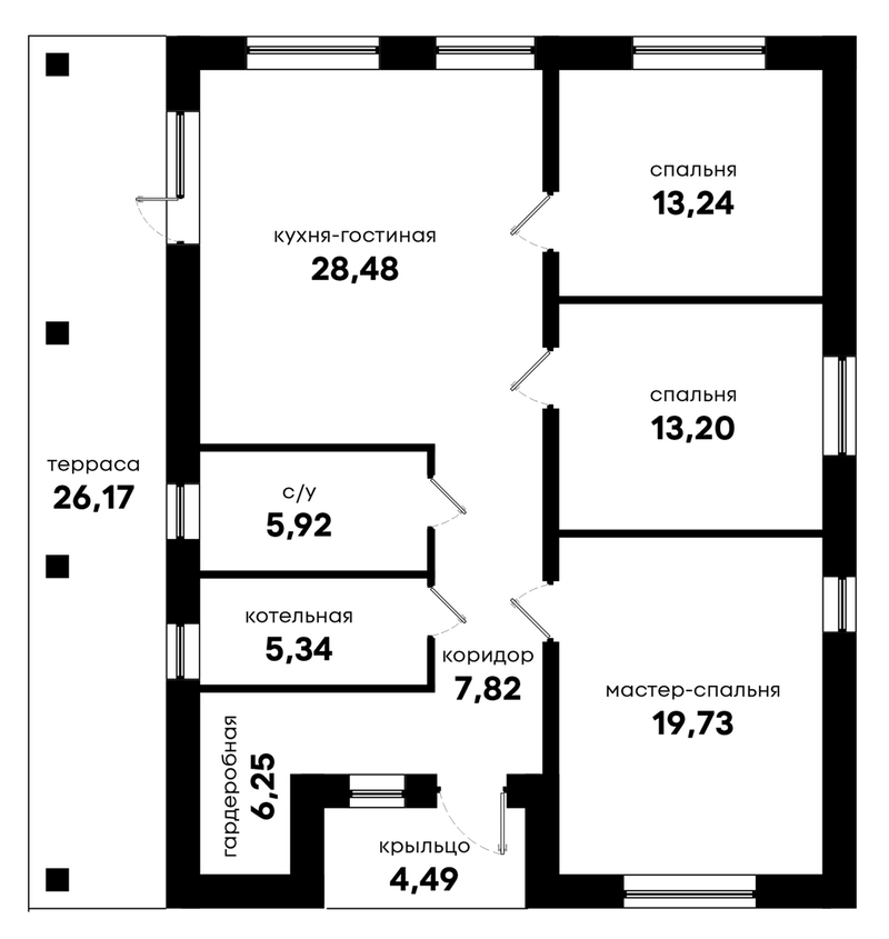 Планировка коттедж 100.00 м² в ЖК «Коттеджный поселок Смарт. Кольцово. БауАртЭстетика»