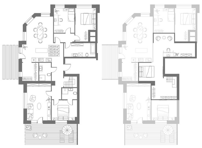 Планировка своб. план. 182.43 м² в ЖК «Собрание»