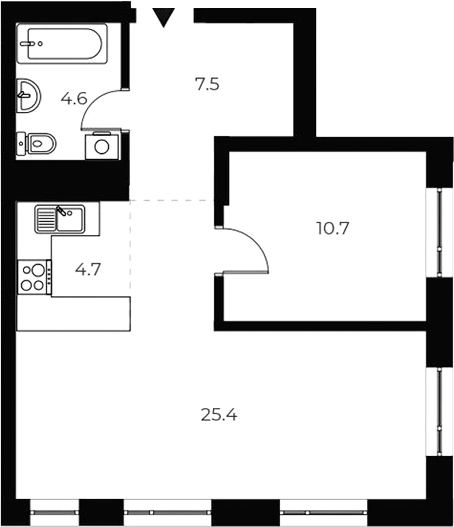 Планировка 2е-к.кв 52.90 м² в ЖК «ОСКАР»