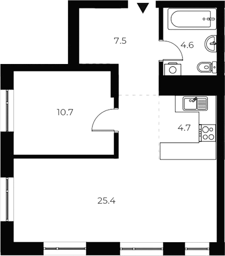 Планировка 2е-к.кв 52.90 м² в ЖК «ОСКАР»