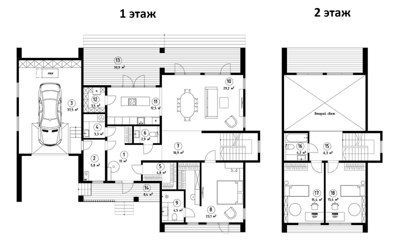 Планировка коттеджи 160.00 м² в ЖК «Коттеджный поселок Freedom Village»