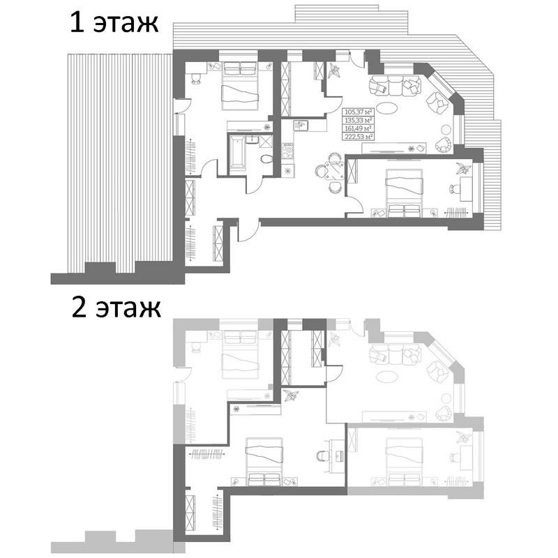 Планировка своб. план. 135.33 м² в ЖК «Собрание»