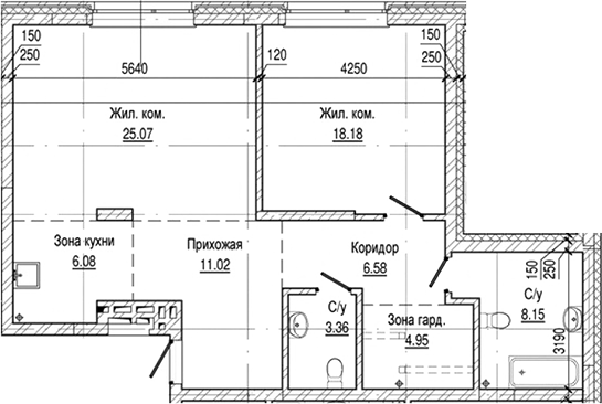Планировка 2е-к.кв 83.39 м² в ЖК «Flora&Fauna»
