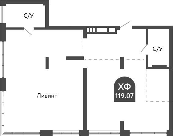 Планировка своб. план. 119.07 м² в ЖК «Тихомиров»