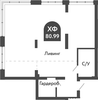 Планировка своб. план. 80.99 м² в ЖК «Тихомиров»