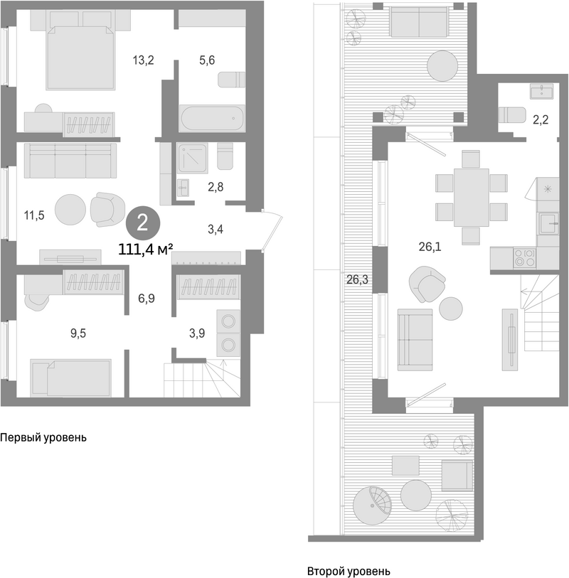 Планировка 4е-к.кв 85.10 м² в ЖК «Пшеница»