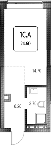Планировка своб. план. 24.60 м² в ЖК «Первый»