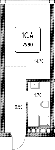 Планировка своб. план. 25.90 м² в ЖК «Первый»