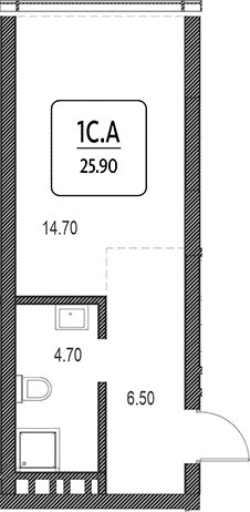 Планировка своб. план. 25.90 м² в ЖК «Первый»