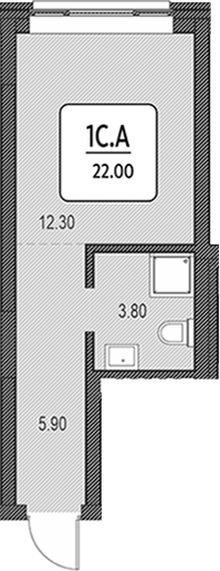 Планировка свободная планировка 22.00 м² в ЖК «Первый»