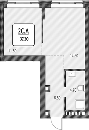Планировка свободная планировка 37.20 м² в ЖК «Первый»