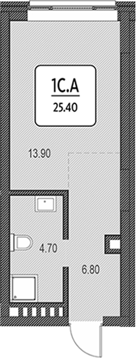 Планировка свободная планировка 25.40 м² в ЖК «Первый»