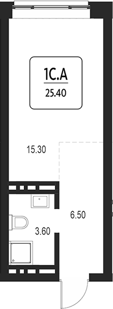 Планировка свободная планировка 25.40 м² в ЖК «Первый»