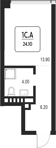 Планировка своб. план. 24.10 м² в ЖК «Первый»