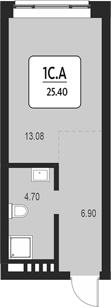 Планировка свободная планировка 25.40 м² в ЖК «Первый»