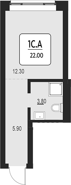 Планировка своб. план. 22.00 м² в ЖК «Первый»